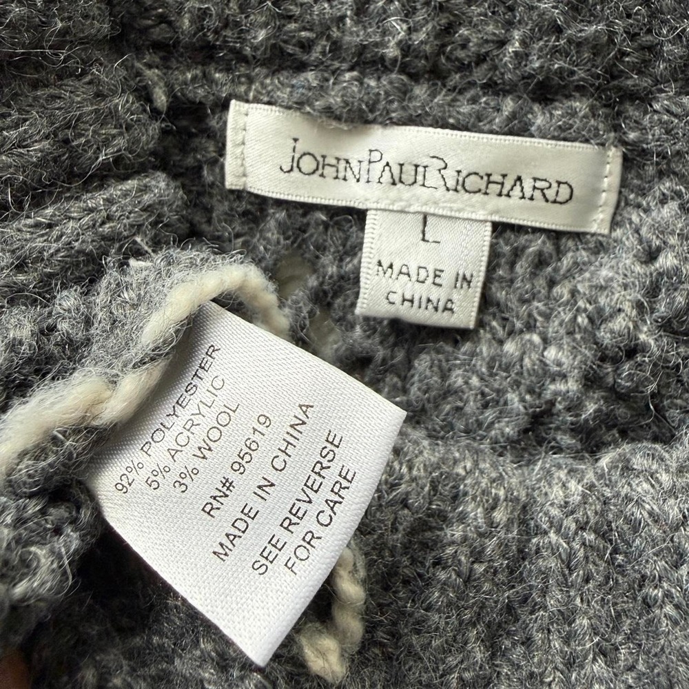 John Paul Richard Women's Large Gray Fair Isle Nordic Wool Blend Sweater - Picture 4 of 5